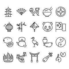 China icon set in line style
