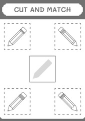 Cut and match parts of Pencil, game for children. Vector illustration, printable worksheet