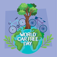 world car free day letteing postcard