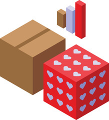 Marketing gift box icon isometric vector. Data work. Customer business