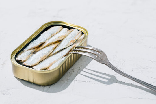 Closeup of a can of sardines