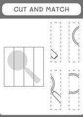 Cut and match parts of Magnifying glass, game for children. Vector illustration, printable worksheet