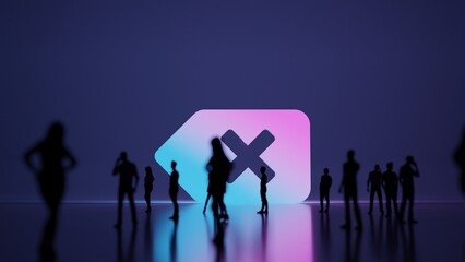 3d rendering people in front of symbol of backspace on background