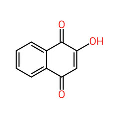 chemical structure of Lawsone (C10H6O3)