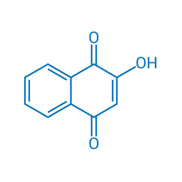 chemical structure of Lawsone (C10H6O3)
