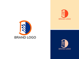 ILLUSTRATION LETTER D WITH TECH LOGO DESIGN VECTOR
