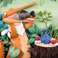 Children's picture in plasticine style with Crocodile