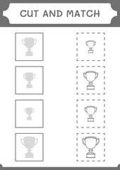 Cut and match parts of Trophy, game for children. Vector illustration, printable worksheet