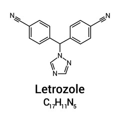 Fototapeta premium chemical structure of Letrozole (C17H11N5)