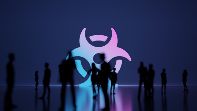 3d rendering people in front of symbol of biohazard on background