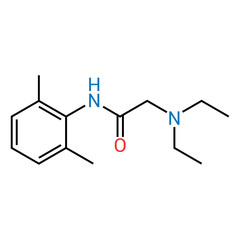 chemical structure of Lidocaine (C14H22N2O)