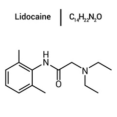 chemical structure of Lidocaine (C14H22N2O)