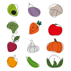 vegetables and greens as social media icons
