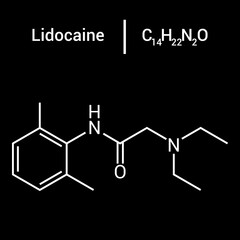 chemical structure of Lidocaine (C14H22N2O)