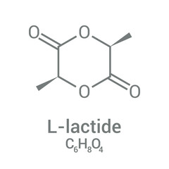 chemical structure of L-lactide (C6H8O4)