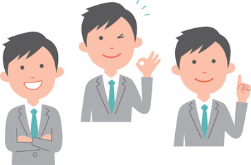 スマホを使うビジネスマン1　二つの表情