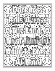 Halloween Quotes Coloring Book Page, inspirational words coloring book pages design. Positive Quotes design