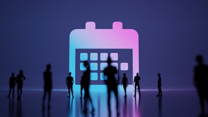 3d rendering people in front of symbol of calendar on background