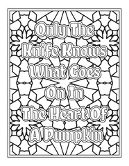 Halloween Quotes Coloring Book Page, inspirational words coloring book pages design. Positive Quotes design