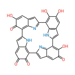 chemical structure of Melanin (C18H10N2O4)