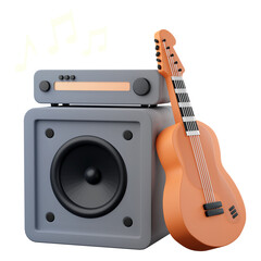 3d illustration music instrument concert perform with bass guitar