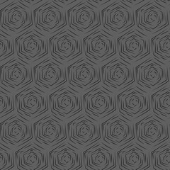 Vector. The texture of the contour hexagon. Monochrome, black and white, grey  geometric seamless pattern. Mosaic abstract background. Hexagonal repeating hand drawn geometric polygon texture.