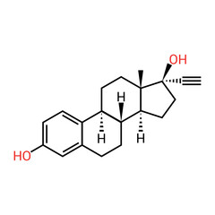 chemical structure of mestranol (C21H26O2)