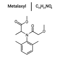 Fototapeta premium chemical structure of Metalaxyl (C15H21NO4)