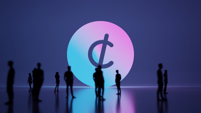 3d rendering people in front of symbol of cent on background