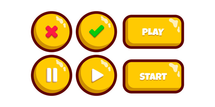 collection of glass buttons for mobile development, casual games, ui kit