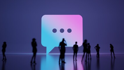 3d rendering people in front of symbol of chat bubble on background