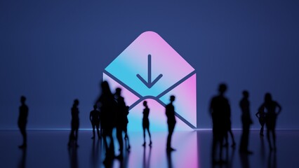Fototapeta premium 3d rendering people in front of symbol of paper open envelope on background