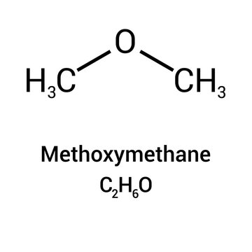 chemical structure of methoxymethane (C2H6O)