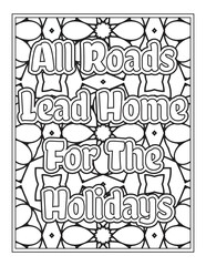 Christmas Quotes Coloring Book Page, inspirational words coloring book pages design. Positive Quotes design