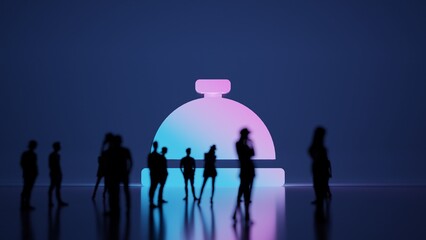3d rendering people in front of symbol of concierge bell on background - obrazy, fototapety, plakaty