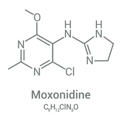 chemical structure of Moxonidine (C9H12ClN5O)