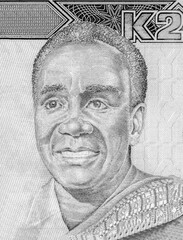 President Kaunda, Portrait from Zambia 20 Kwacha 1989 Banknotes.