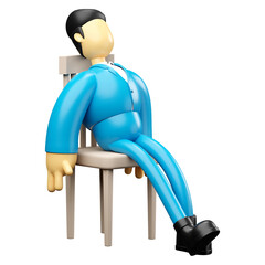 3d illustration tired businessman sleeping on chair