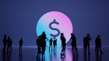 Naklejka premium 3d rendering people in front of symbol of dollar on background