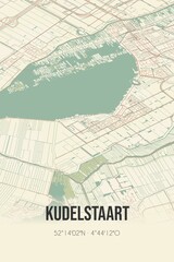 Obraz premium Kudelstaart, Noord-Holland vintage street map. Retro Dutch city plan.