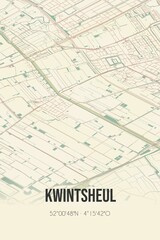 Kwintsheul, Zuid-Holland vintage street map. Retro Dutch city plan.