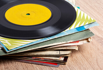Fototapeta premium Stack of old vinyl records