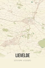 Lievelde, Gelderland, Achterhoek region vintage street map. Retro Dutch city plan.
