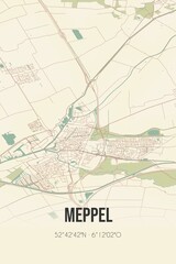 Meppel, Drenthe vintage street map. Retro Dutch city plan.