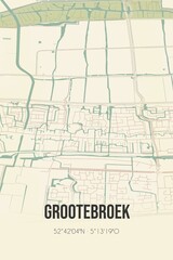Fototapeta premium Grootebroek, Noord-Holland vintage street map. Retro Dutch city plan.