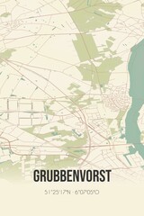 Grubbenvorst, Limburg vintage street map. Retro Dutch city plan.
