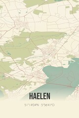 Haelen, Limburg vintage street map. Retro Dutch city plan.