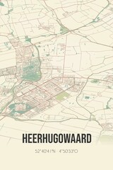 Fototapeta na wymiar Heerhugowaard, Noord-Holland vintage street map. Retro Dutch city plan.