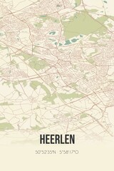 Heerlen, Limburg vintage street map. Retro Dutch city plan.