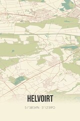 Fototapeta na wymiar Helvoirt, Noord-Brabant vintage street map. Retro Dutch city plan.